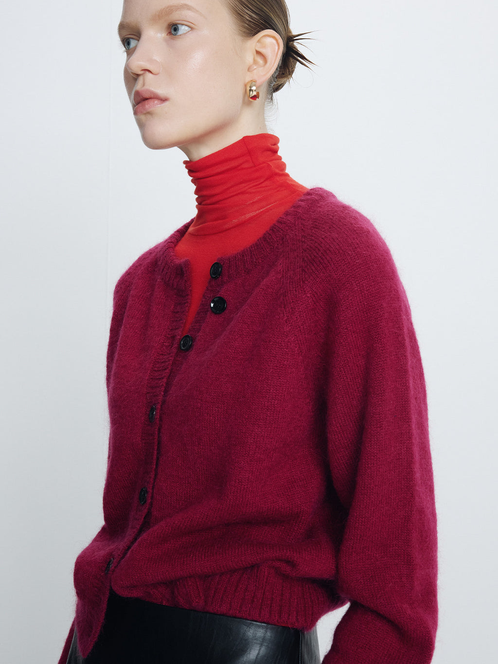 Tonywack - Mohair Blend Raglan Cardigan (Dark Cherry) product image 6 | TRAB K-Fashion Australia