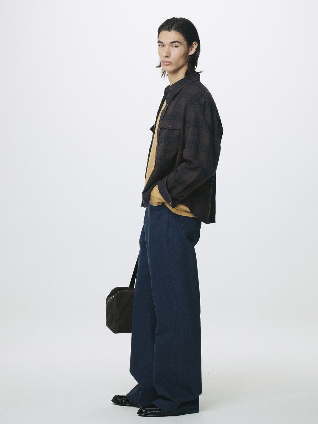 Tonywack - Wool And Cotton Checked Shirt Jacket Japanese Fabric (Brown) product image 3 | TRAB K-Fashion Australia