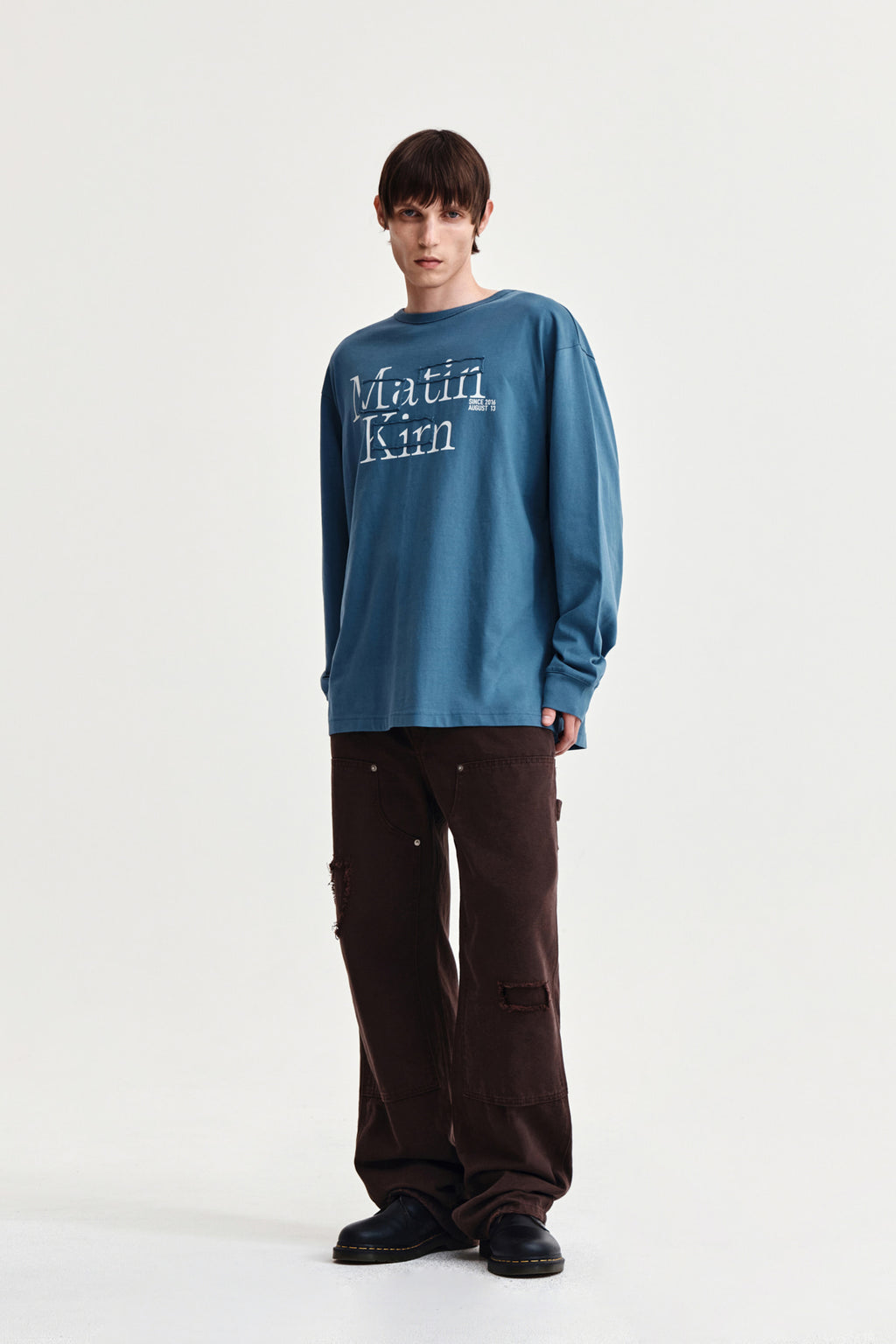 Matin Kim - Patch Graphic Long Sleeve Top (Smoke Blue) product image 13 | TRAB K-Fashion Australia