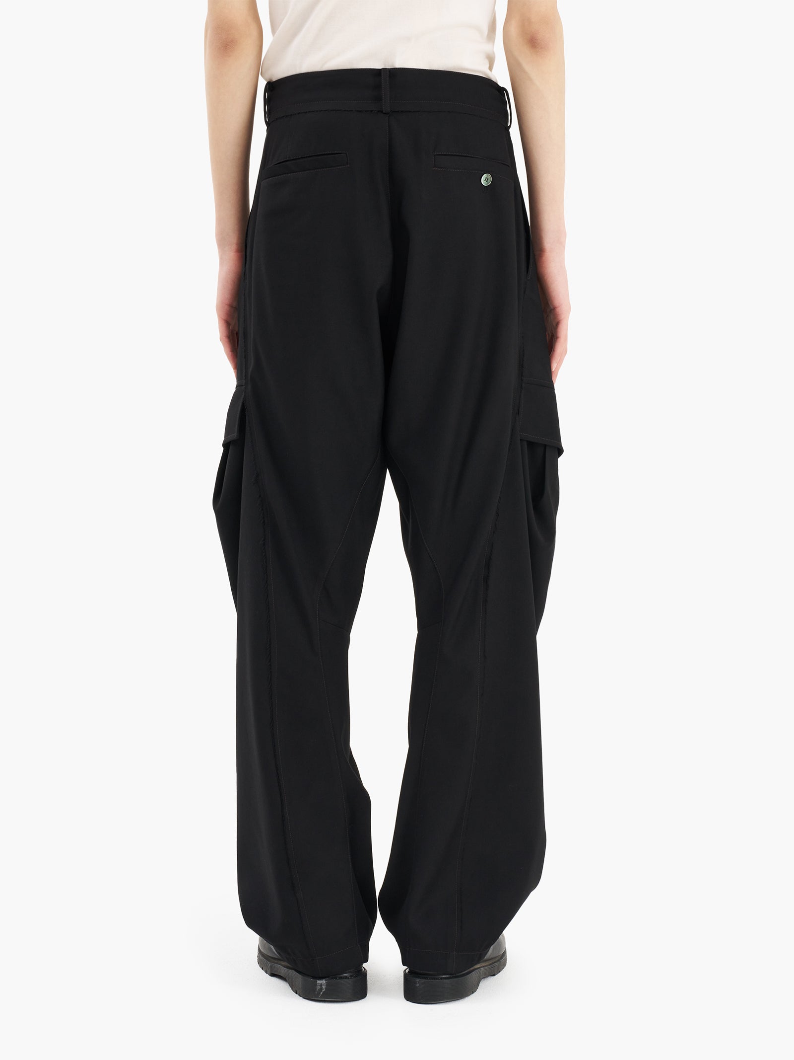 Jiyong Kim - Curved Raw Edge Trousers (Black) product image 3 | TRAB K-Fashion Australia