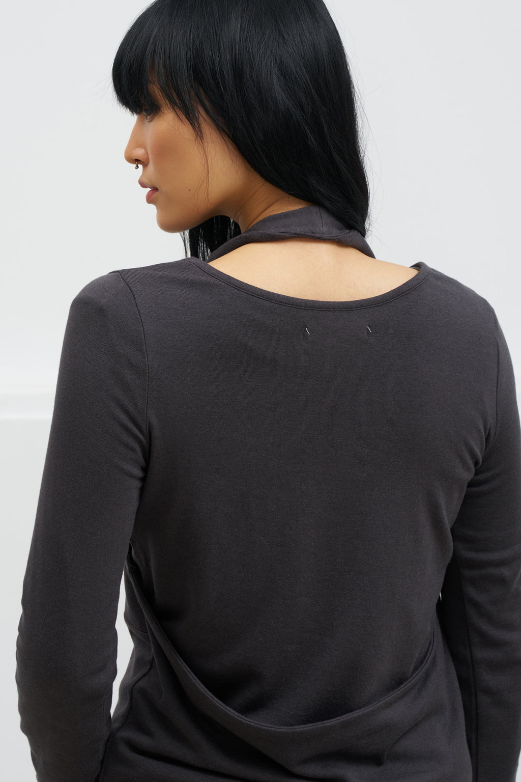 Deinet - Layered Halter Neck Long Sleeve (Charcoal) product image 7 | TRAB K-Fashion Australia