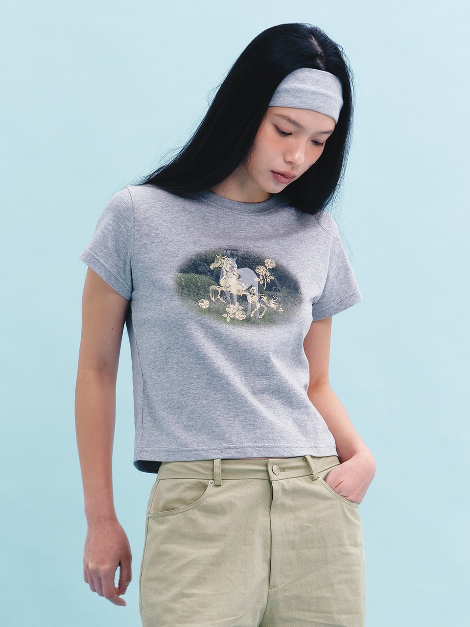 Margarin Fingers - Rose Pony T-Shirt (Melange) product image 1 | TRAB K-Fashion Australia