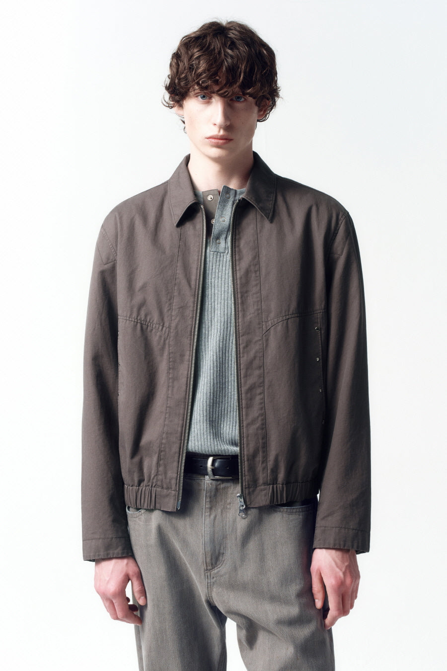 Insilence - Stud Cotton Blouson (Brown) product image 2 | TRAB K-Fashion Australia