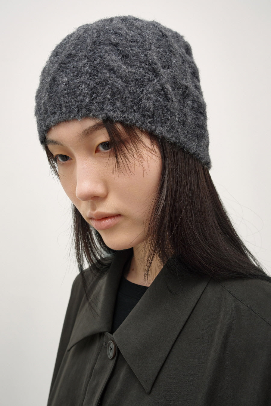 Insilence - Cable Knit Beanie (Charcoal) product image 1 | TRAB K-Fashion Australia