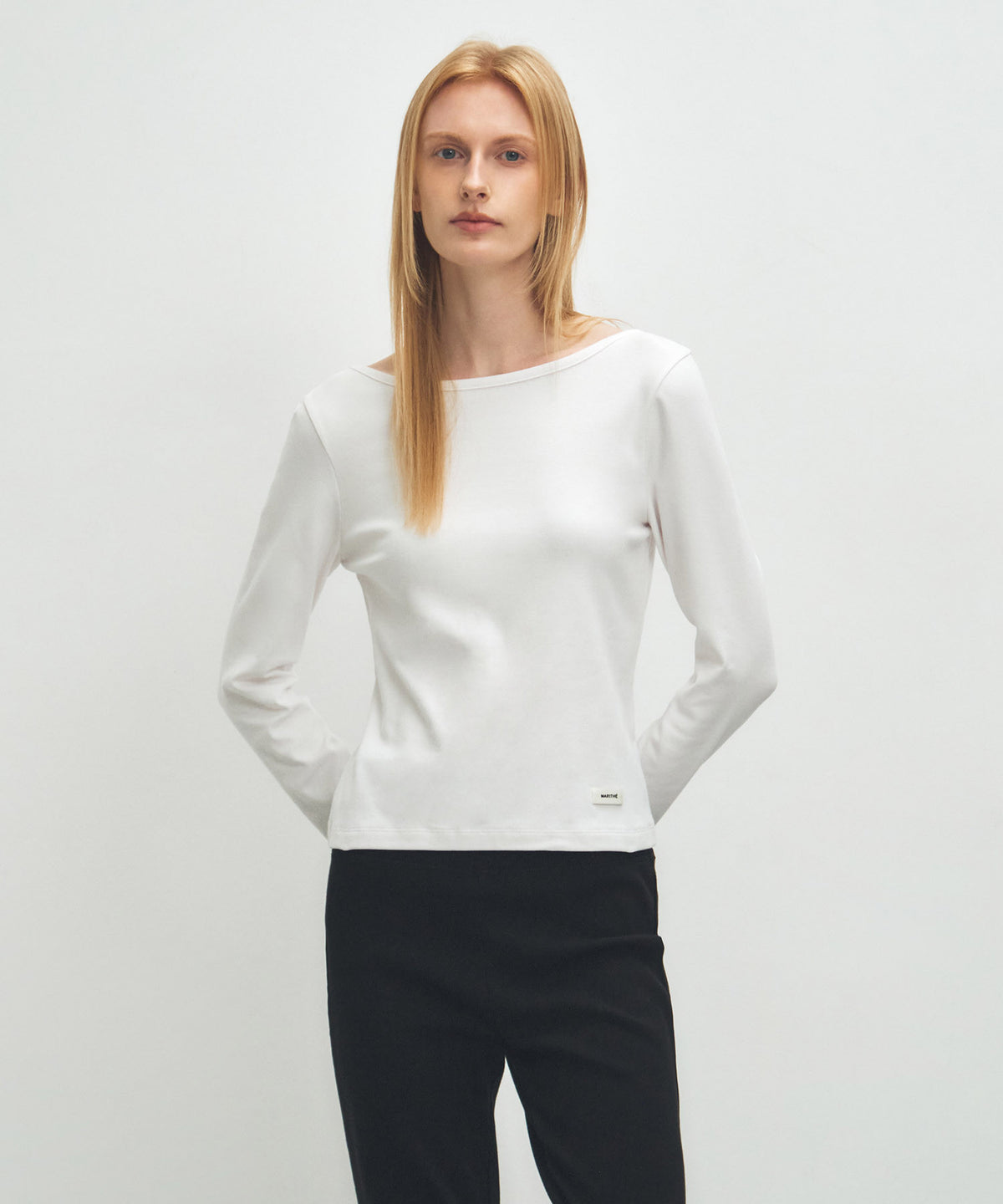Marithe & Francois Girbaud - Basic Scoop Back Long Sleeve (White) product image 1 | TRAB K-Fashion Australia