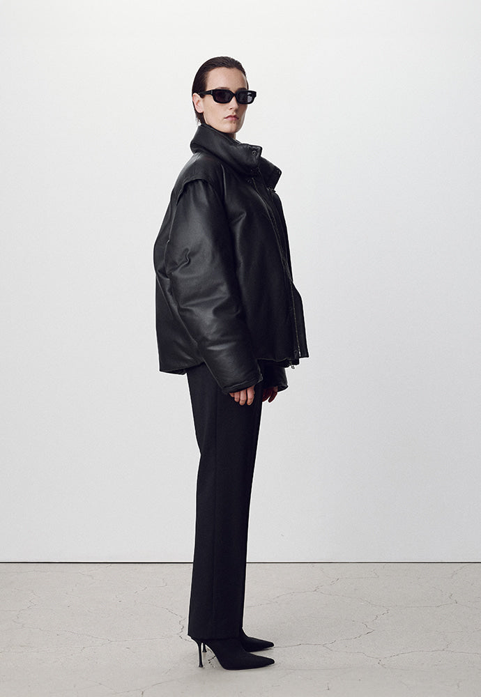 Tonywack - Leather Down Puffer Jacket (Black) product image 2 | TRAB K-Fashion Australia