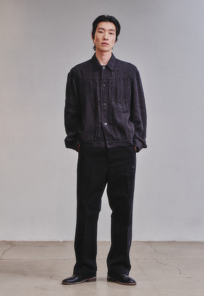 Art if acts - Linen Trucker Jacket (Black) product image 1 | TRAB K-Fashion Australia