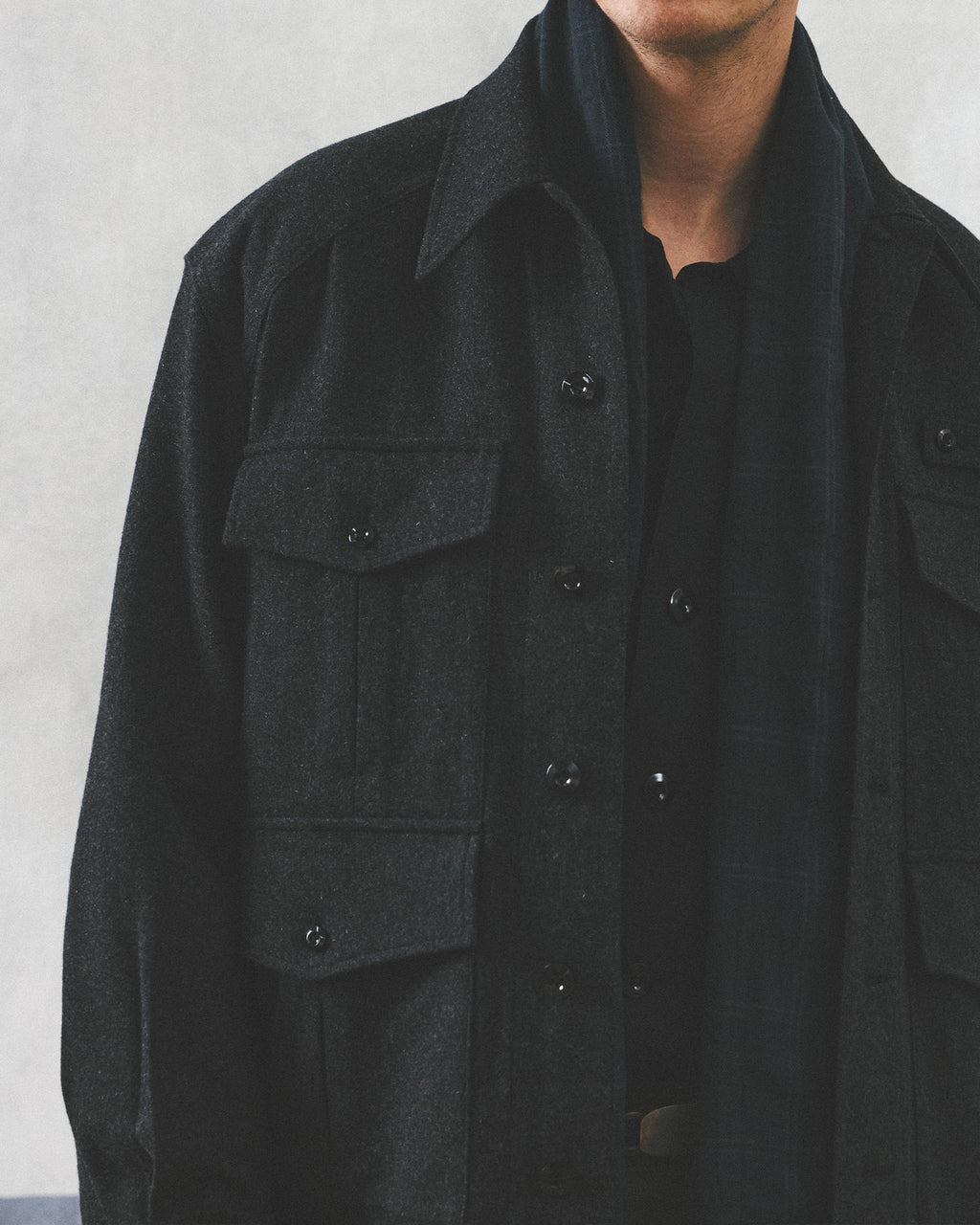 Eastlogue - Safari Field Shirts Jacket (Charcoal Wool) product image 3 | TRAB K-Fashion Australia