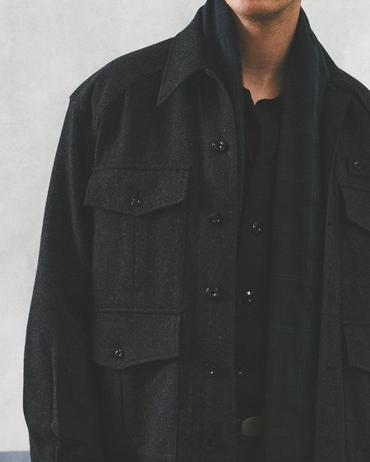 Eastlogue - Safari Field Shirts Jacket (Charcoal Wool) product image 3 | TRAB K-Fashion Australia