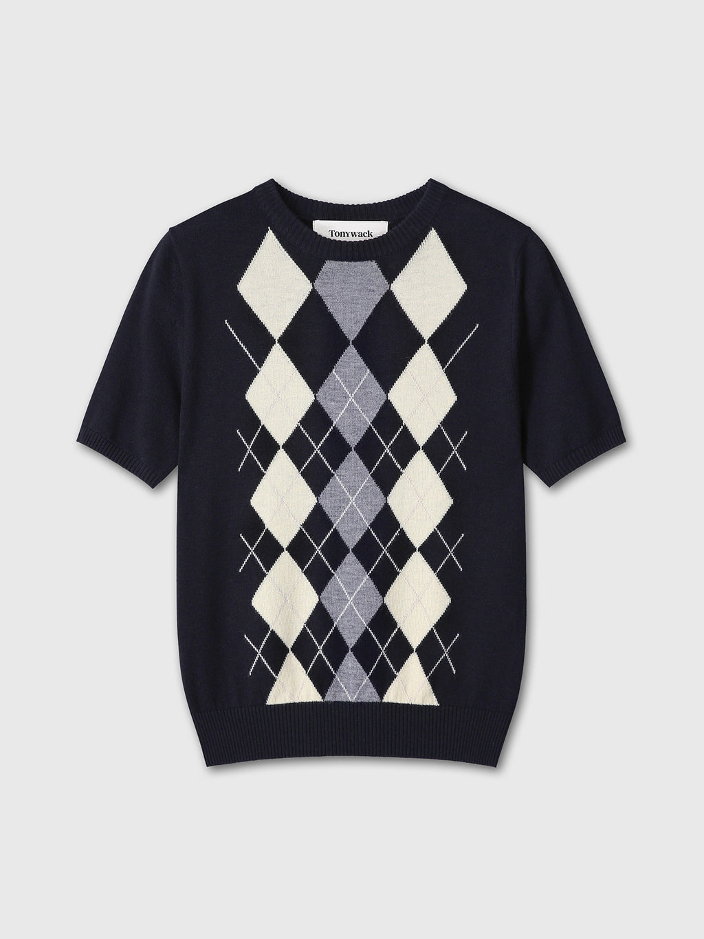 Tonywack - Superfine Wool Argyle Crew Neck Sweater (Navy Wax Yellow) product image 7 | TRAB K-Fashion Australia