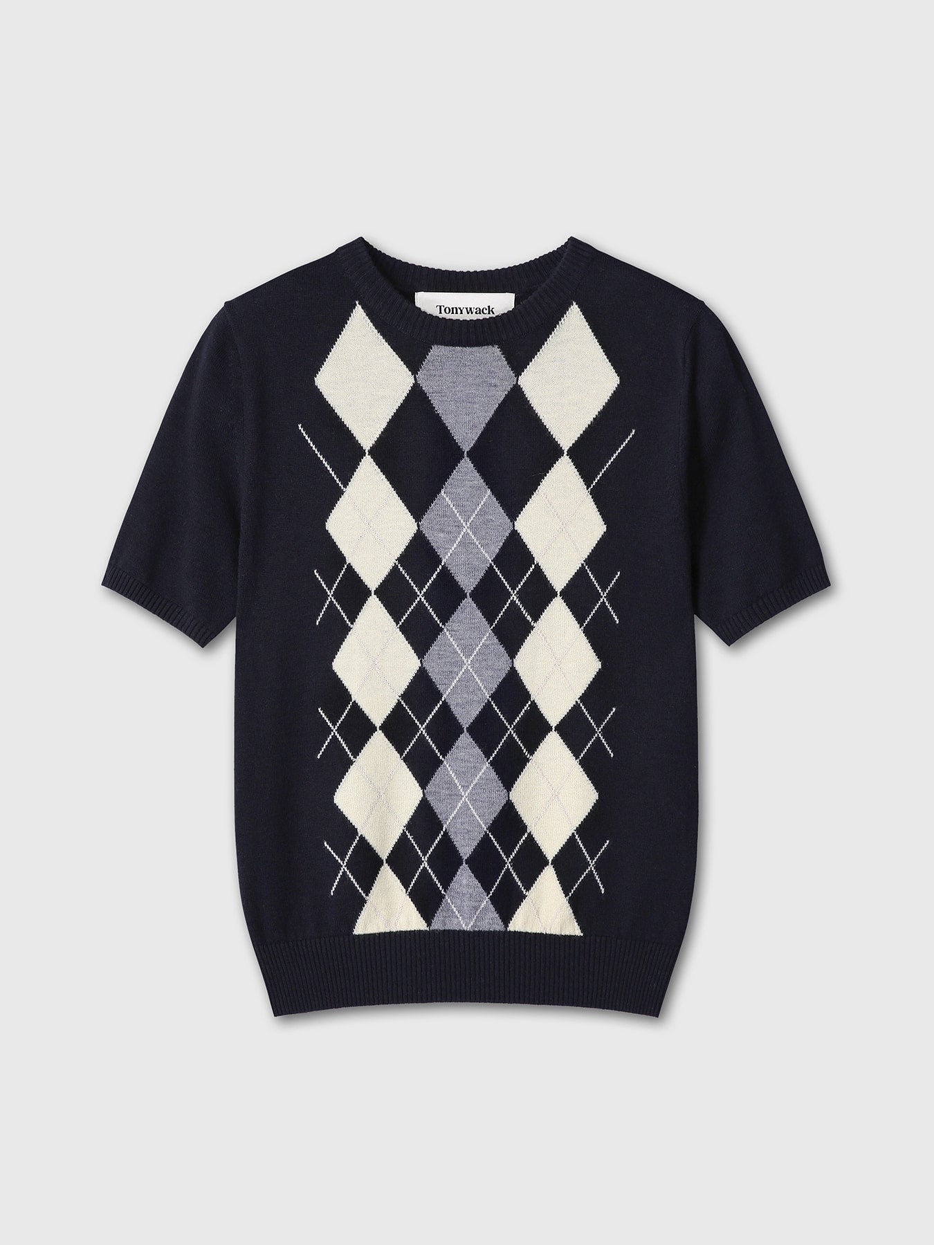 Tonywack - Superfine Wool Argyle Crew Neck Sweater (Navy Wax Yellow) product image 7 | TRAB K-Fashion Australia