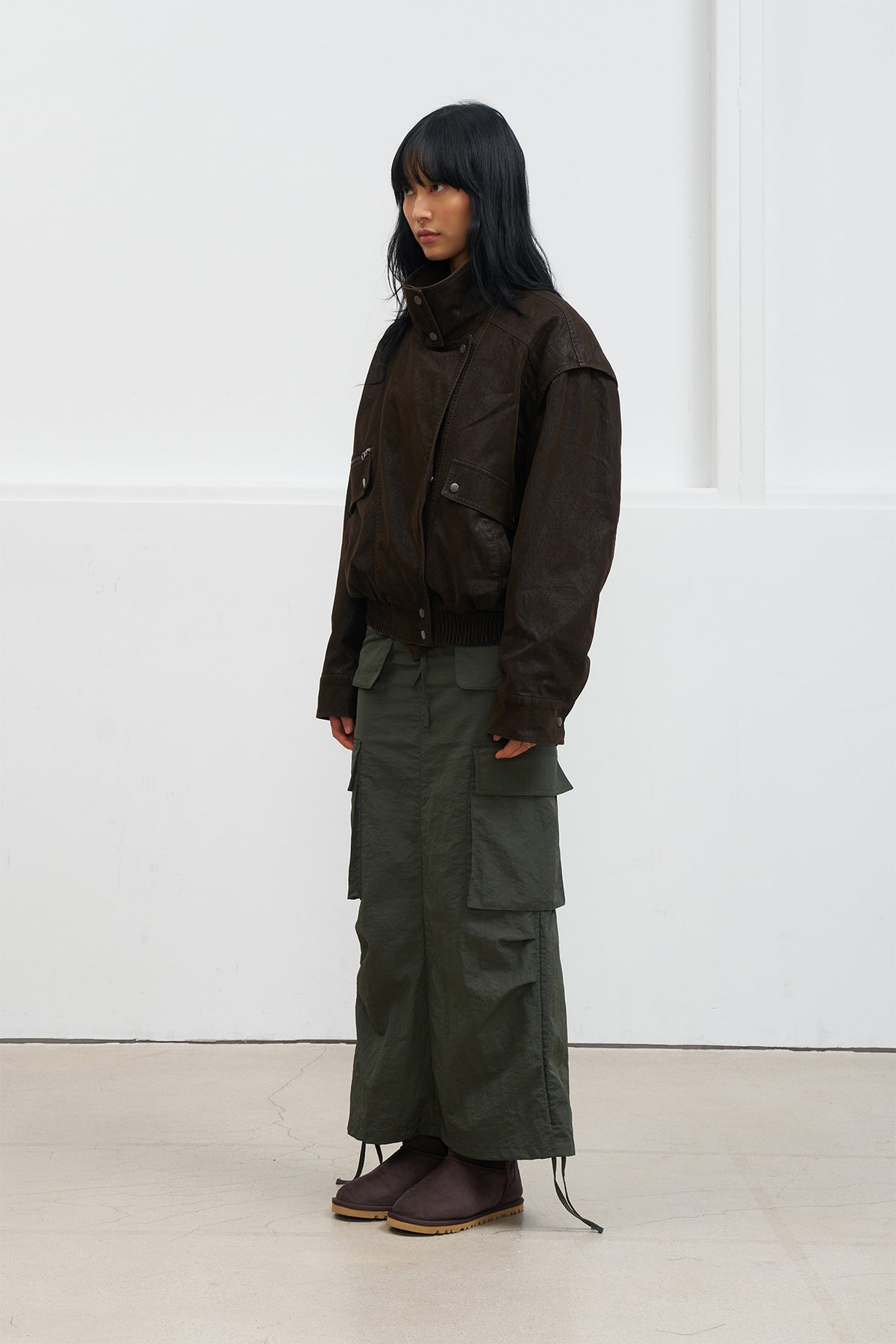 Deinet - Nylon Utility Cargo Skirt (Khaki) product image 2 | TRAB K-Fashion Australia