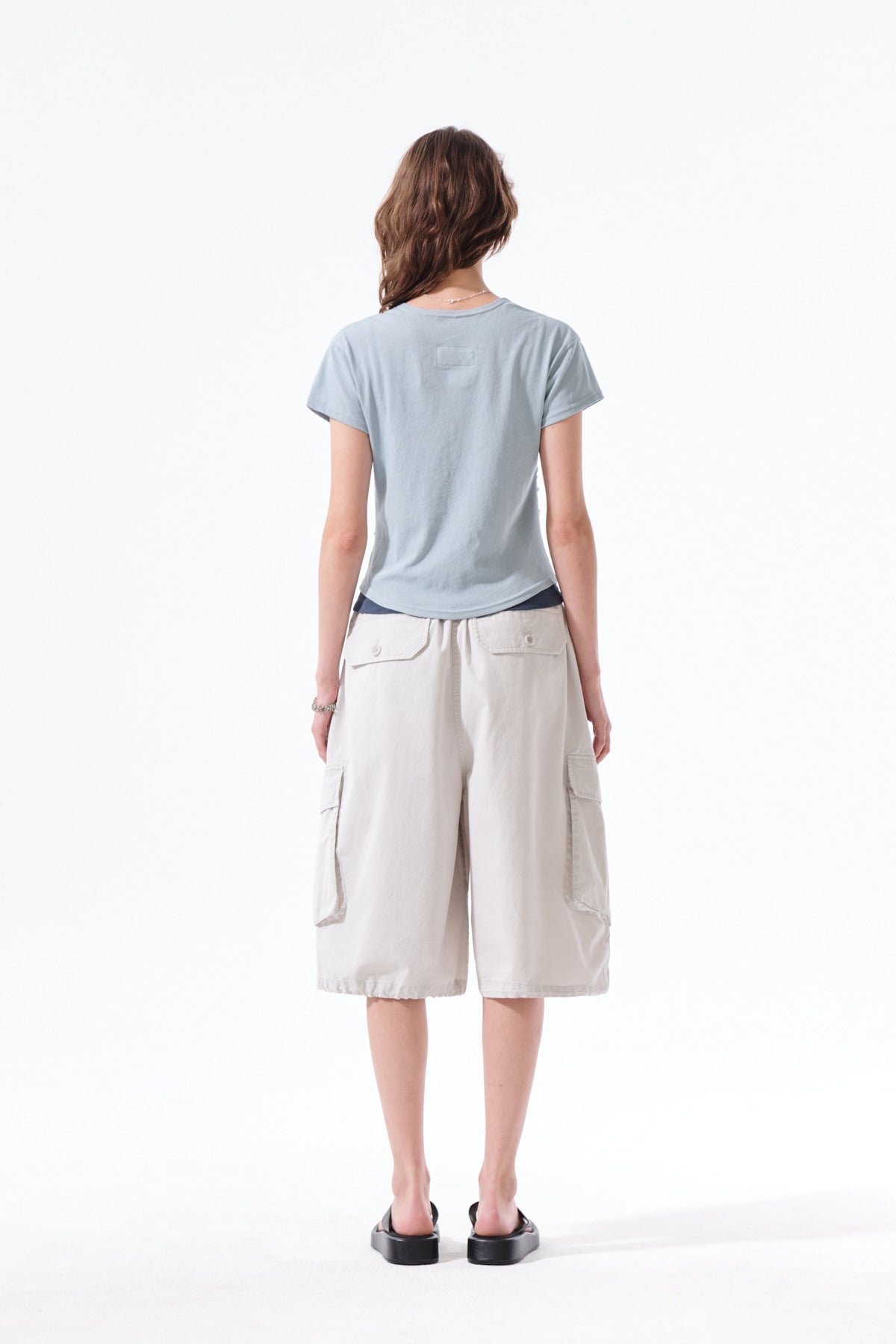 Matin Kim - Washed Cotton Patch Pocket Bermuda Pants (Light Grey) product image 8 | TRAB K-Fashion Australia