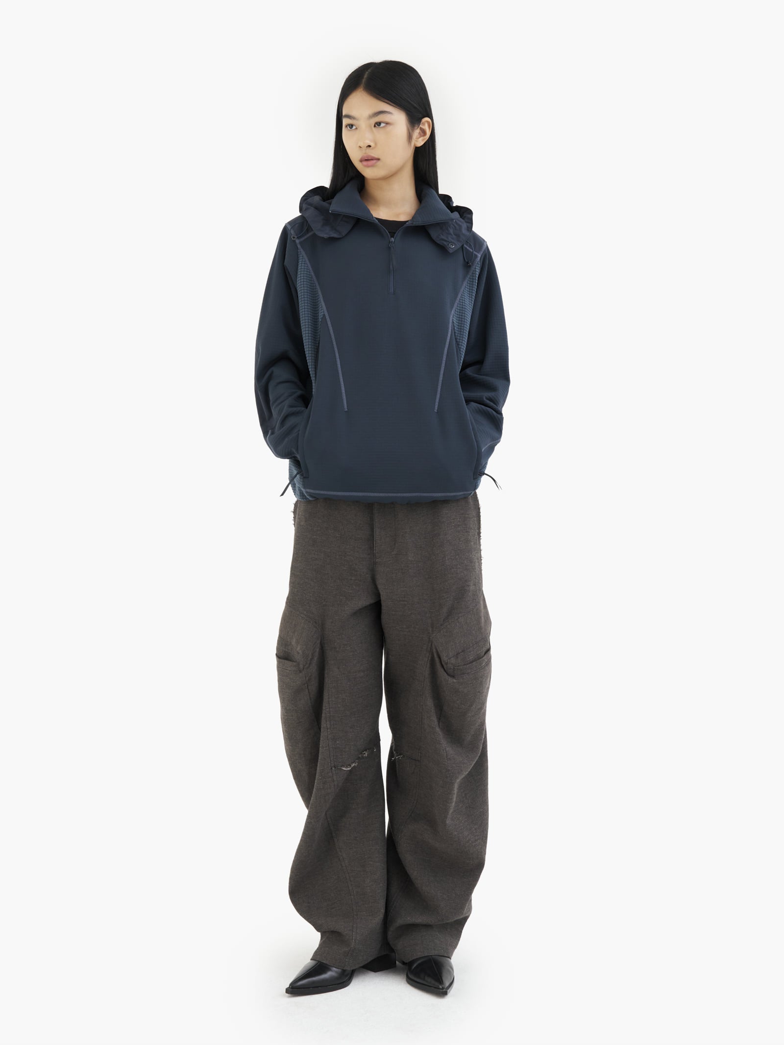 Jiyong Kim - Hooded Half Zip-Up (Navy) product image 6 | TRAB K-Fashion Australia