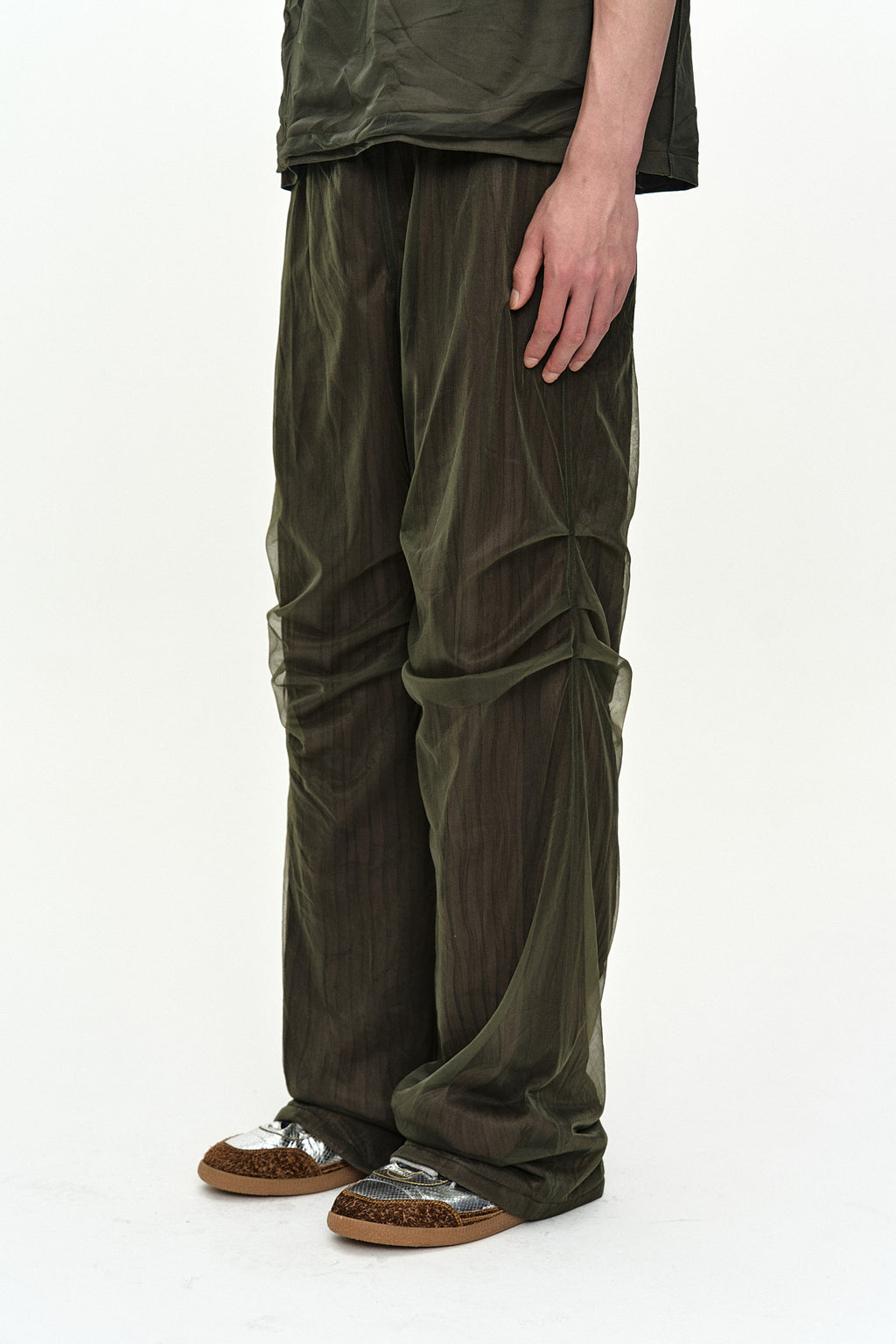 Andersson Bell - Overlay Pleats Wide-Leg Trousers (Khaki Brown) product image 5 | TRAB K-Fashion Australia