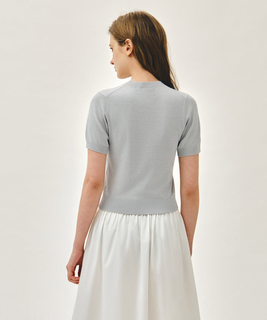 Marithe & Francois Girbaud - Small Classic Logo Half Knit Pullover (Heather Gray) product image 3 | TRAB K-Fashion Australia