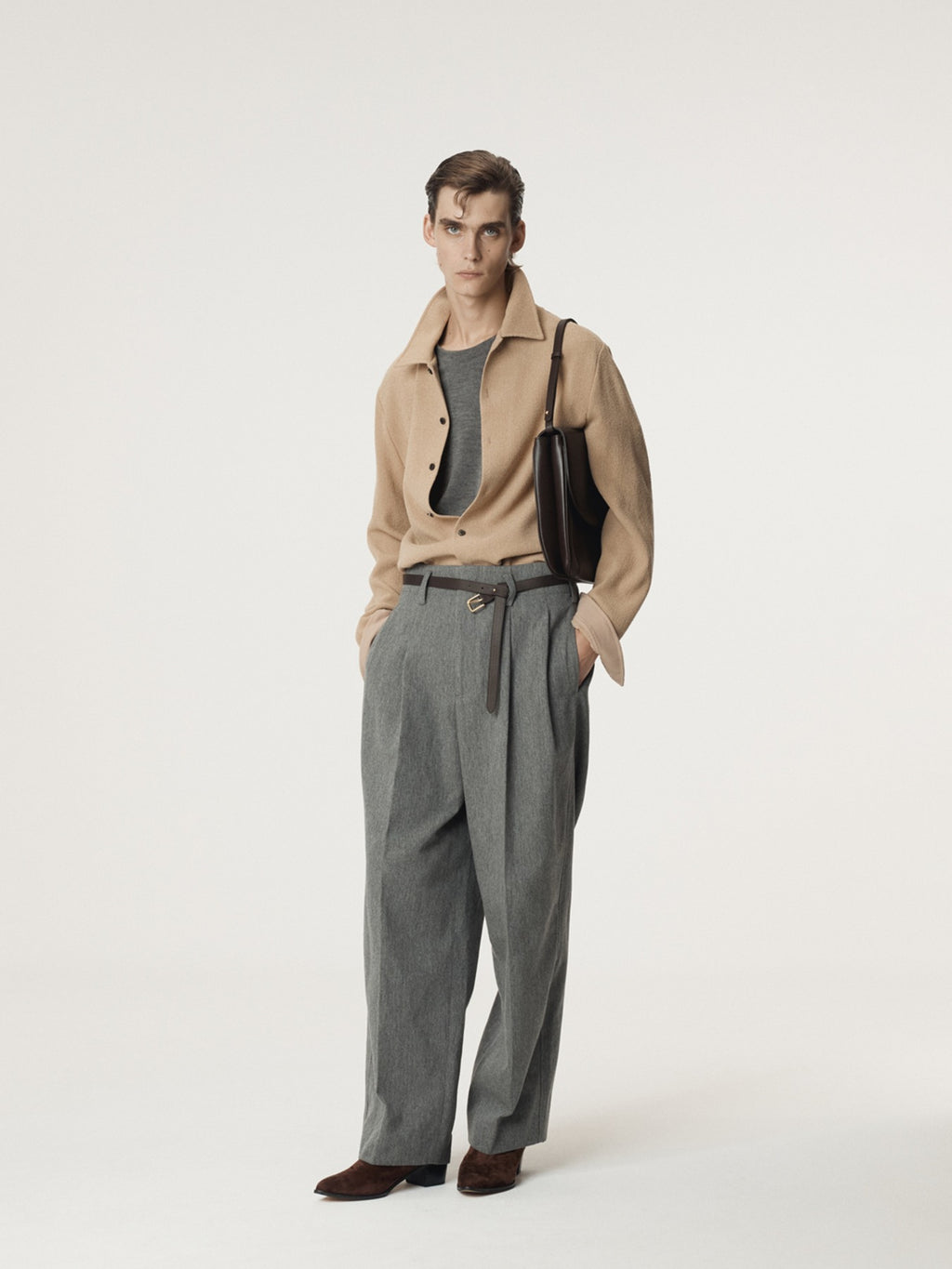 Recto - Wool Tweed Soft Shirt (Beige) product image 1 | TRAB K-Fashion Australia
