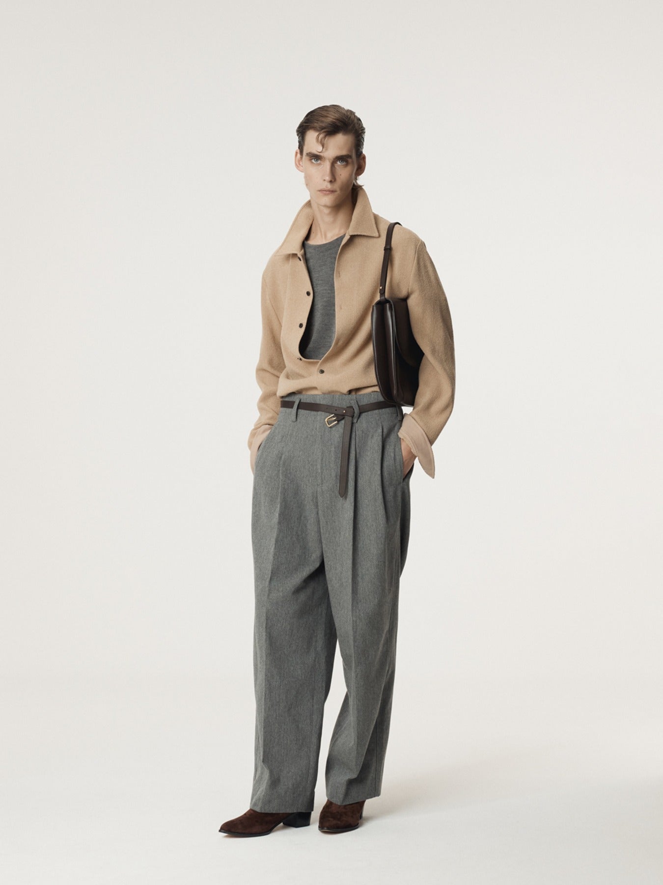 Recto - Wool Tweed Soft Shirt (Beige) product image 1 | TRAB K-Fashion Australia