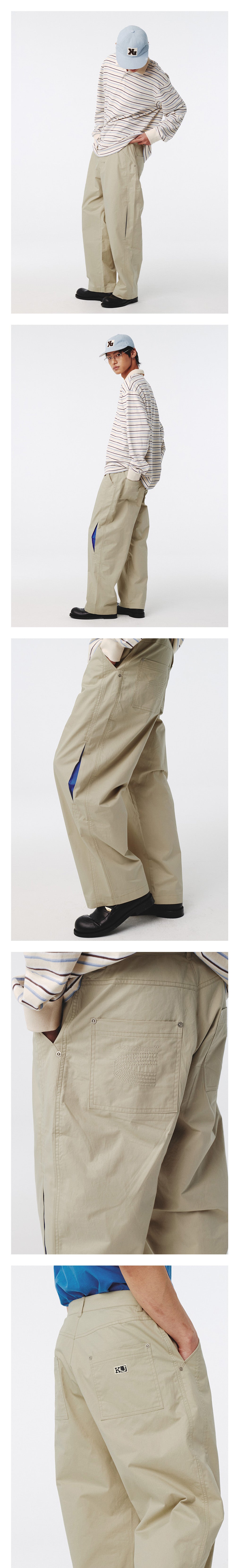 Kijun - Color Slit Chino Pants (Beige Blue) product image 1 | TRAB K-Fashion Australia