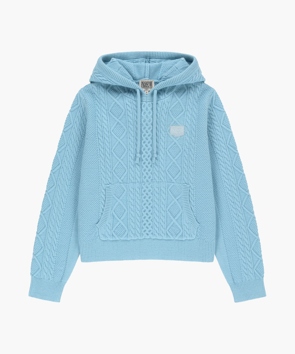 Marithe & Francois Girbaud - Micro Classic Logo Cable Hooded Knit (Sky Blue) product image 5 | TRAB K-Fashion Australia