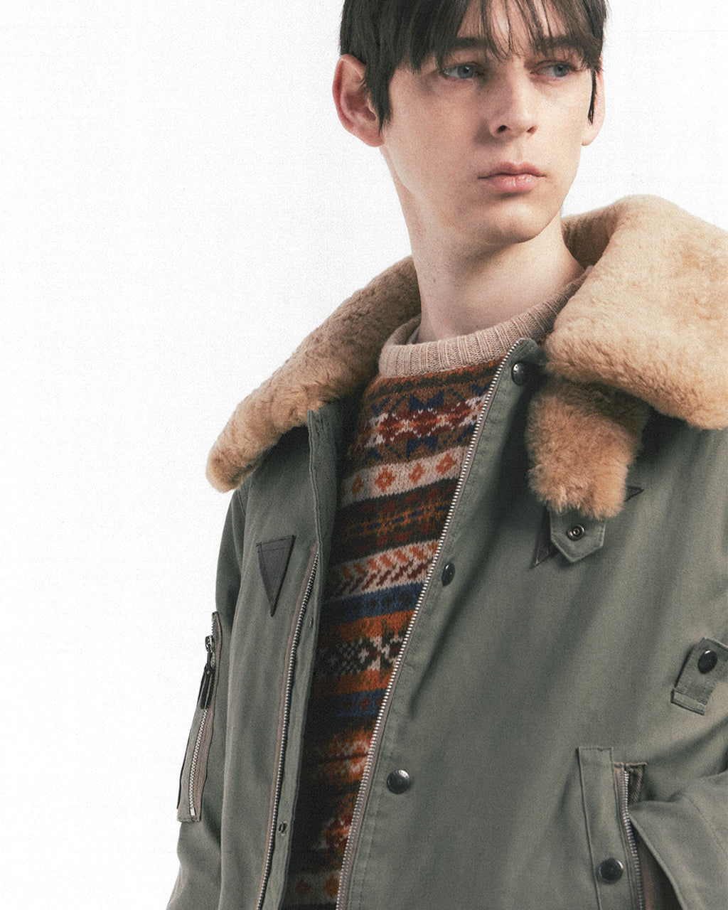 Eastlogue - Shearling Royal Flight Jumper (Olive) product image 3 | TRAB K-Fashion Australia