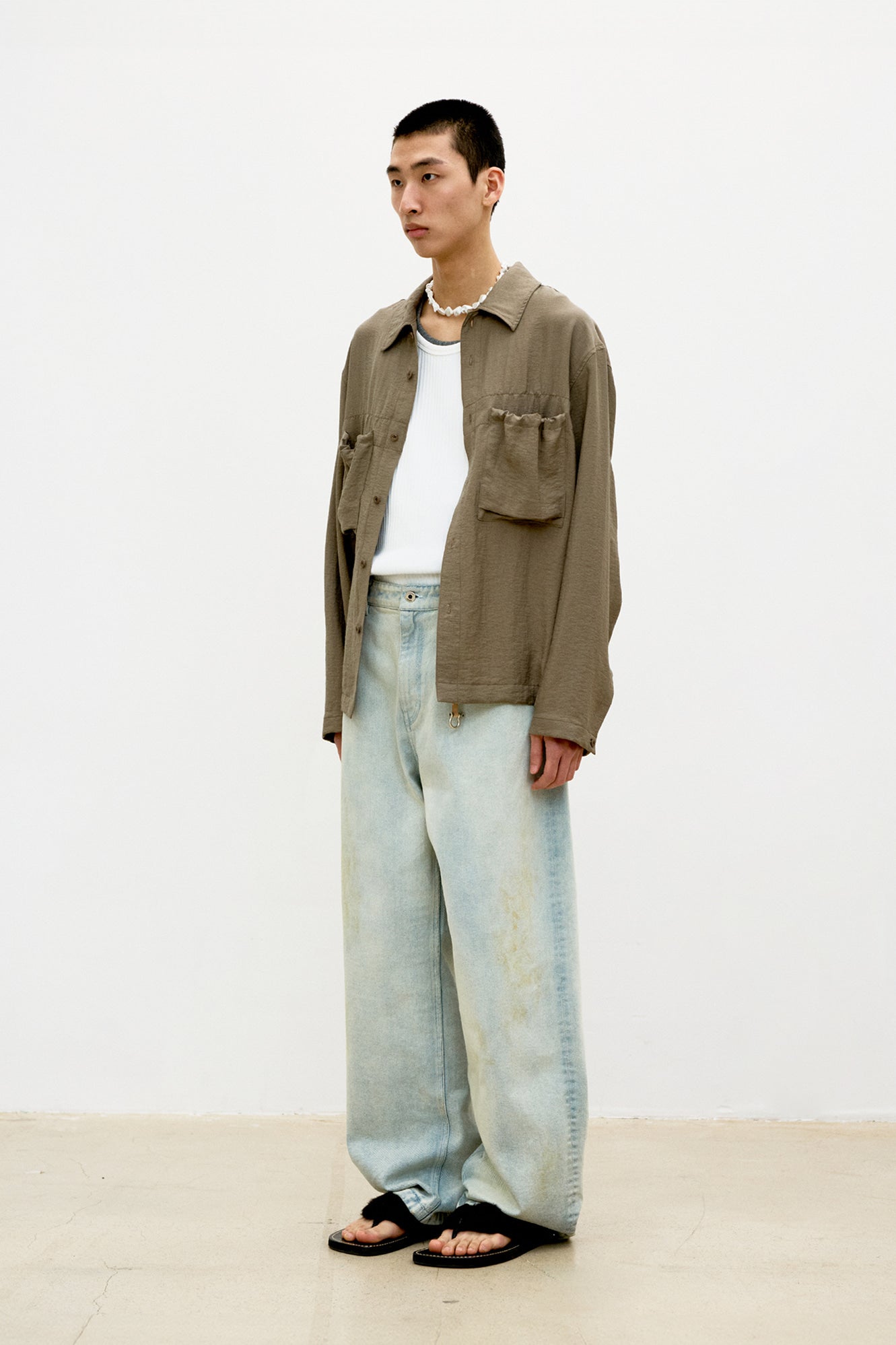 Coor - Bdu Drawstring Relaxed Shirt (Brown) product image 3 | TRAB K-Fashion Australia