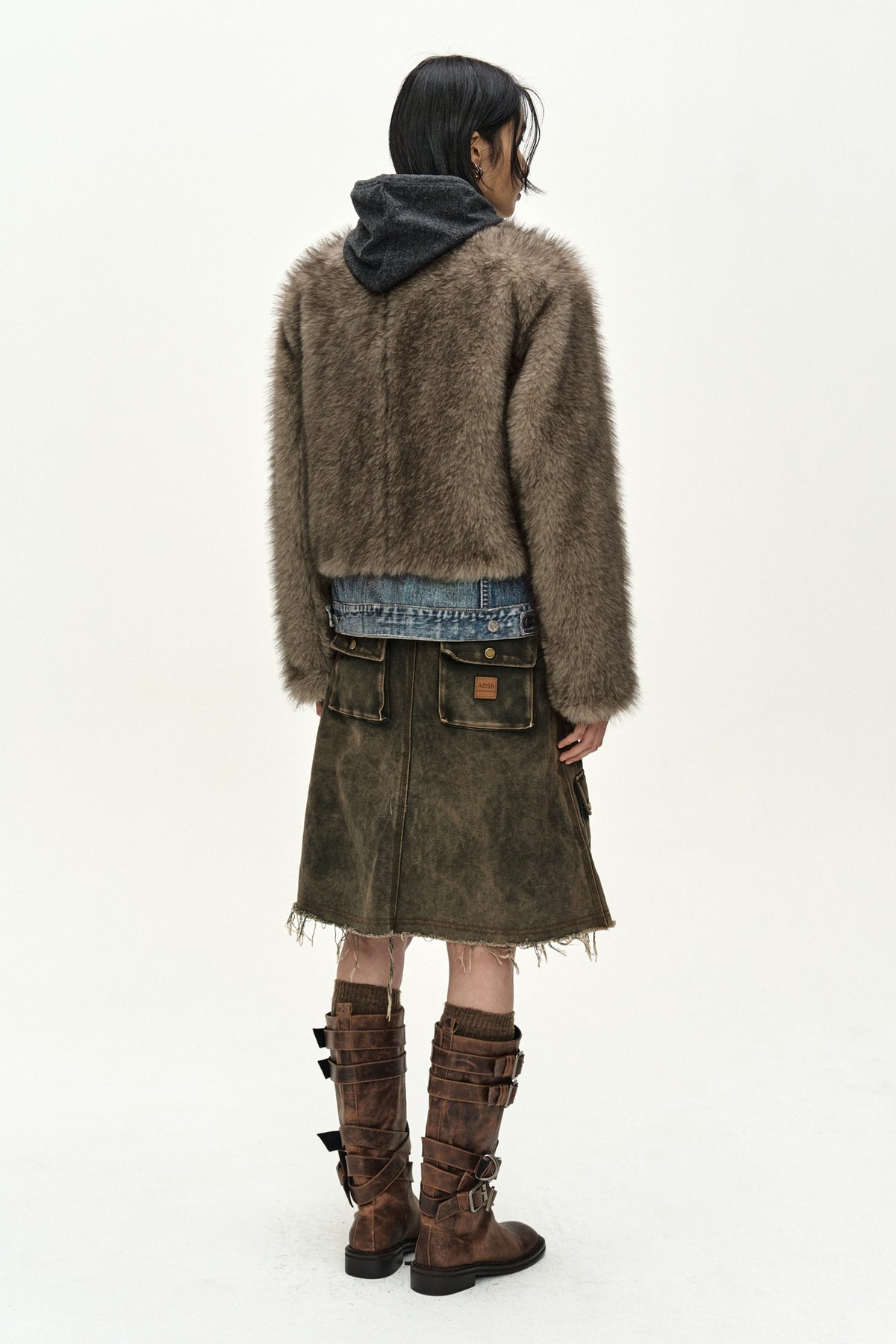 Andersson Bell - Fur On Denim Jacket (Grey) product image 6 | TRAB K-Fashion Australia