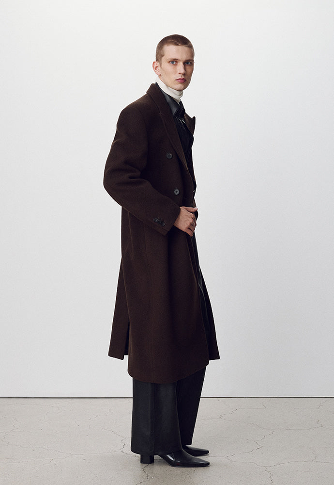 Tonywack - Textured Wool And Cashmere Double-Breasted Coat (Dark Brown) product image 3 | TRAB K-Fashion Australia