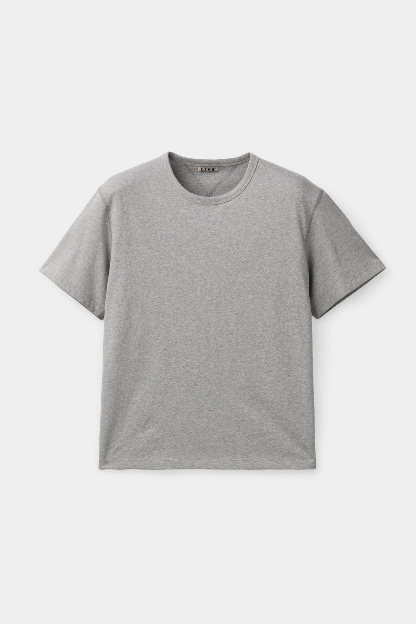 Coor - Chain Stitch Pointed Crop T-Shirt (Melange Gray) product image 1 | TRAB K-Fashion Australia