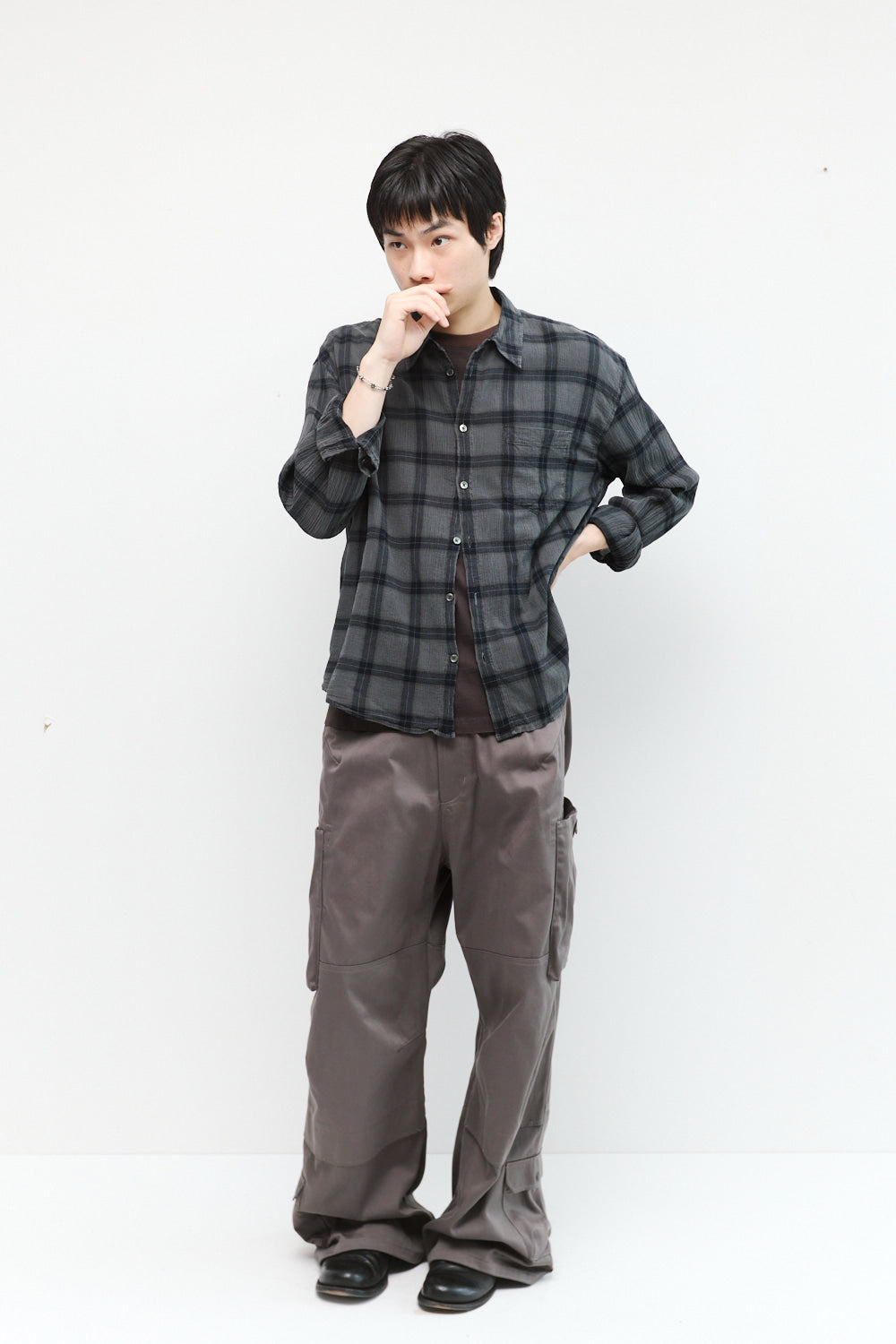 Hatchingroom - Classic Shirt Over Dyed Check (Charcoal) product image 6 | TRAB K-Fashion Australia