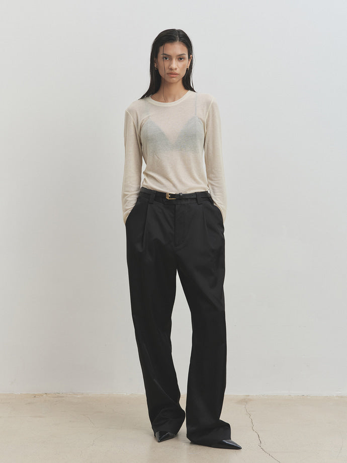 Tonywack - Sheer Wool Ribbed Knit Top (Ivory) product image 2 | TRAB K-Fashion Australia