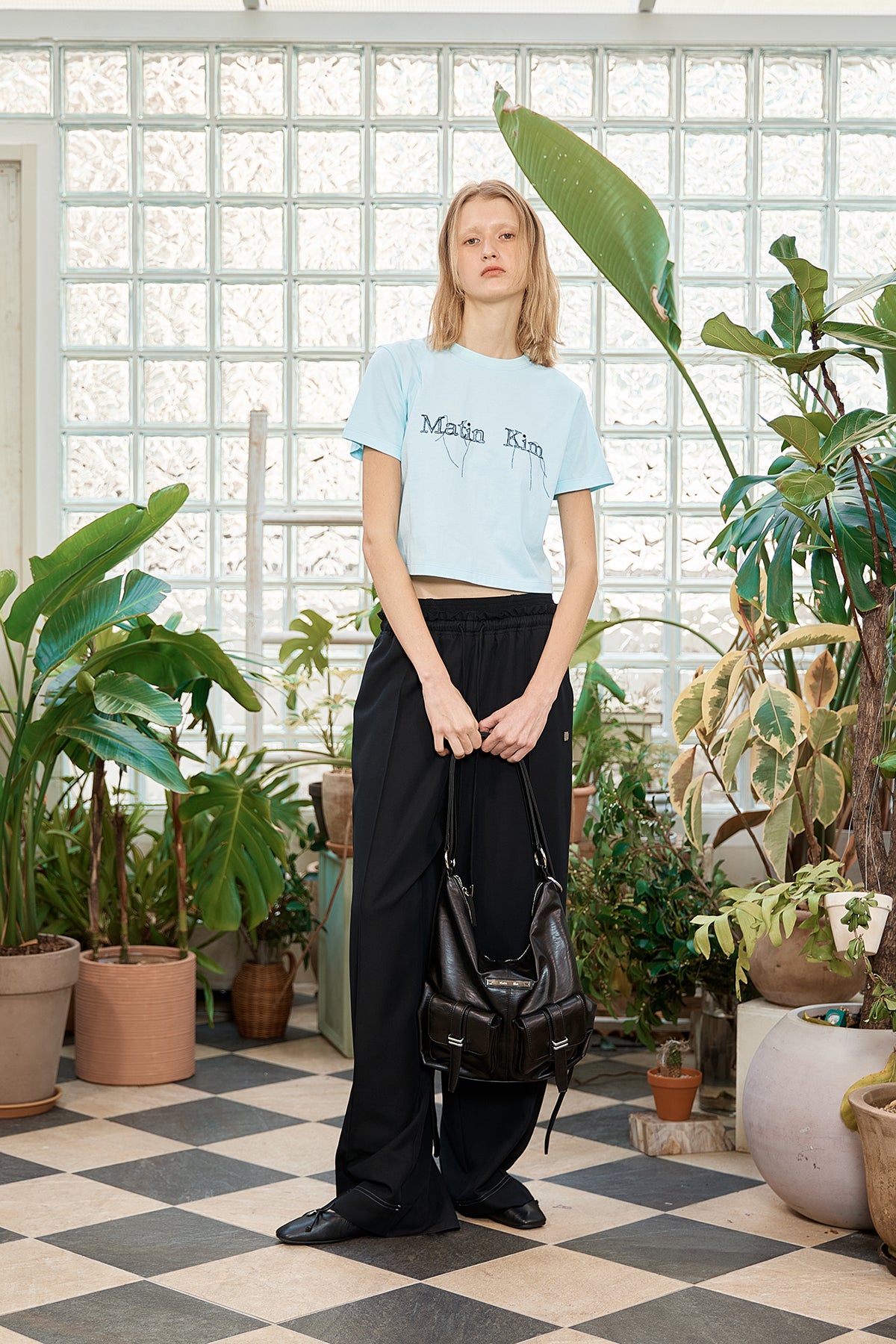 Matin Kim - Logo Thread Point Crop Top (Light Blue) product image 9 | TRAB K-Fashion Australia