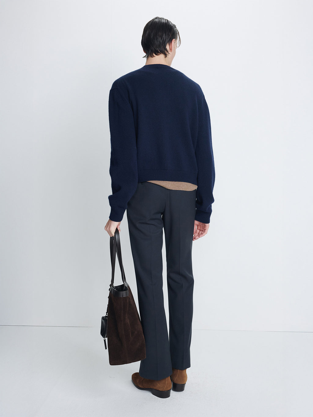 Tonywack - Wool And Cashmere Layered Cardigan (Navy/Taupe) product image 4 | TRAB K-Fashion Australia