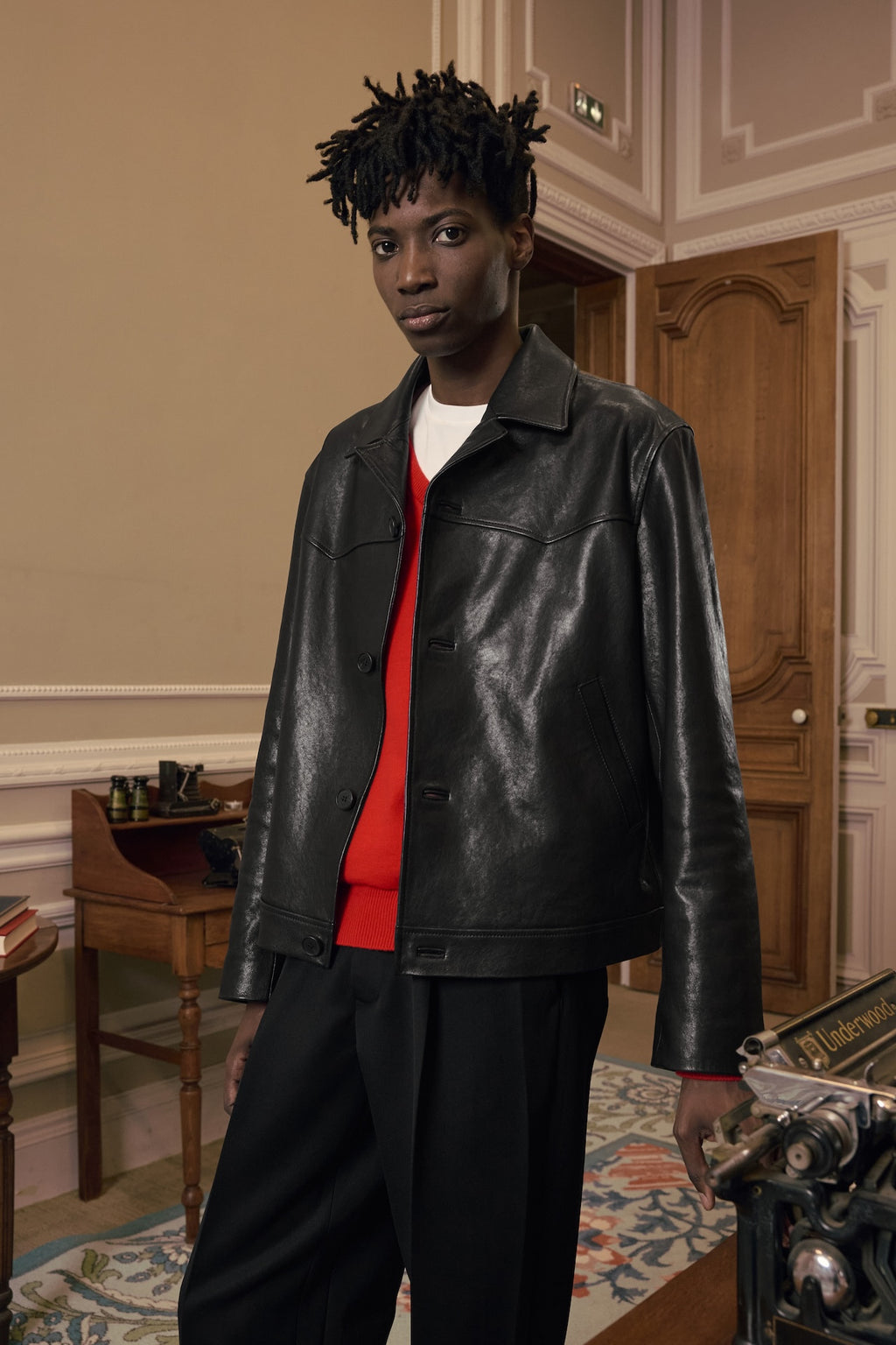 STU - Lambskin Button Leather Jacket (Black) product image 14 | TRAB K-Fashion Australia