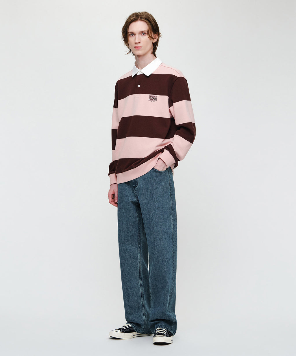 Marithe & Francois Girbaud - Semi-wide Broken Twill Denim Pants (Blue) product image 4 | TRAB K-Fashion Australia