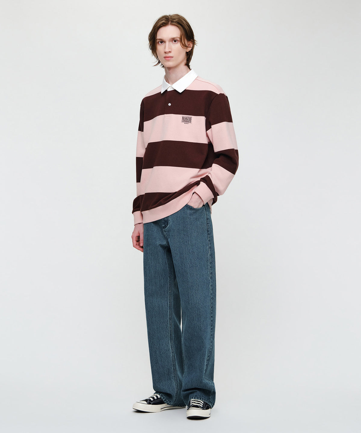 Marithe & Francois Girbaud - Semi-wide Broken Twill Denim Pants (Blue) product image 4 | TRAB K-Fashion Australia
