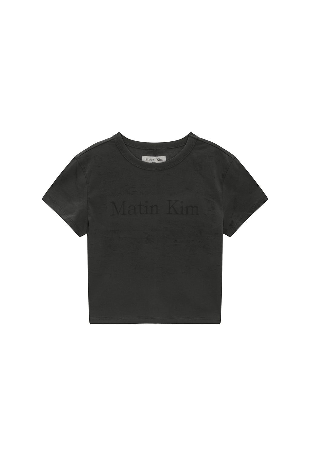 Matin Kim - Stencil Printing Logo Crop Top (Charcoal) product image 1 | TRAB K-Fashion Australia