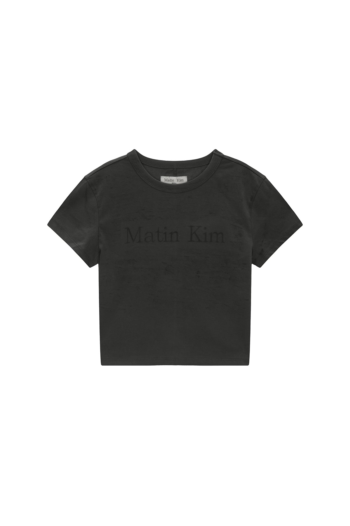 Matin Kim - Stencil Printing Logo Crop Top (Charcoal) product image 1 | TRAB K-Fashion Australia