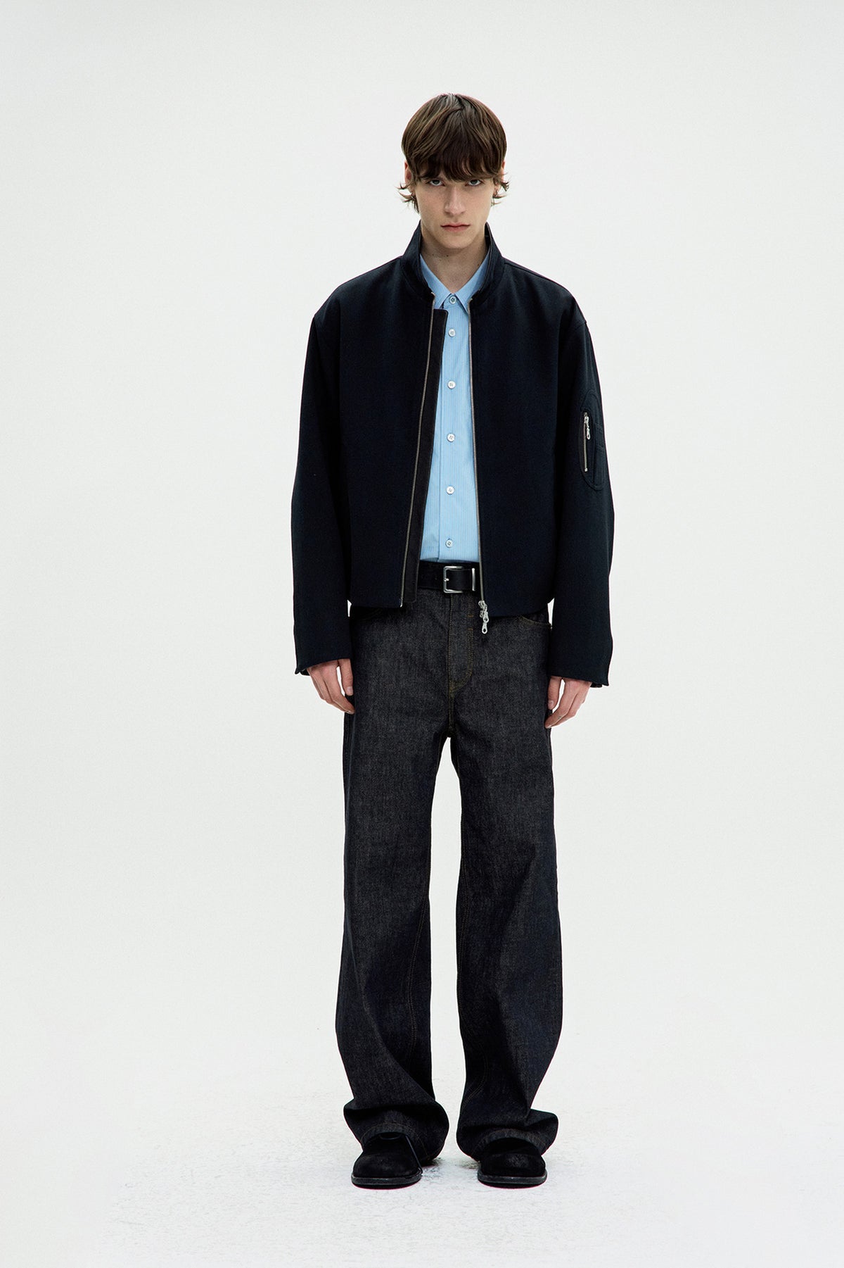 Coor - Pilot Leather Collar Jumper (Dark Navy) product image 2 | TRAB K-Fashion Australia