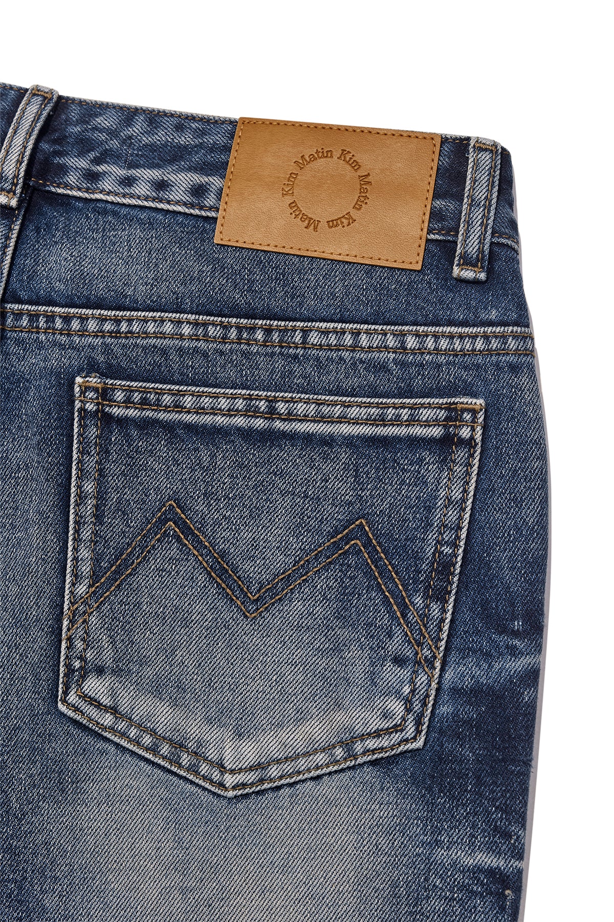 Matin Kim - Deep Washed Semi Boots Cut Denim Pants (Blue) product image 6 | TRAB K-Fashion Australia