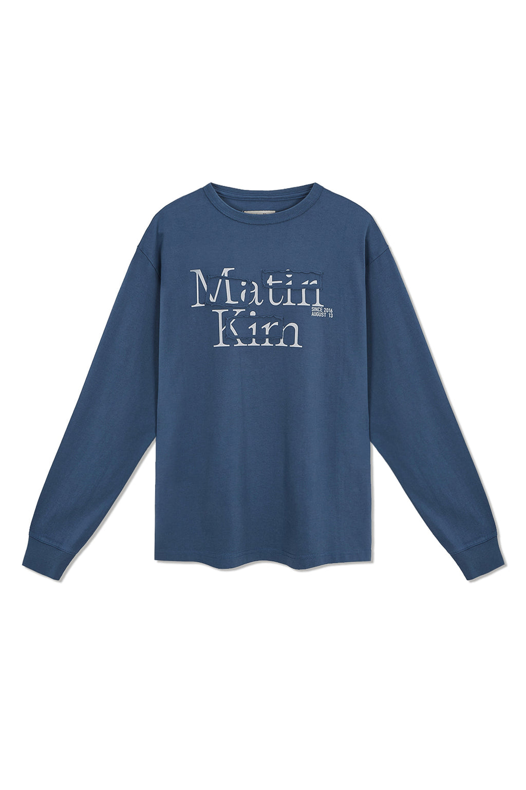 Matin Kim - Patch Graphic Long Sleeve Top (Smoke Blue) product image 1 | TRAB K-Fashion Australia
