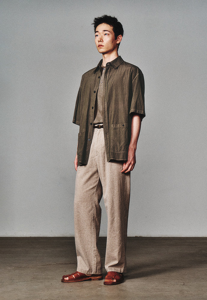 Art if acts - Garment Dyed Two Pocket Half Shirt (Moss Brown) product image 3 | TRAB K-Fashion Australia