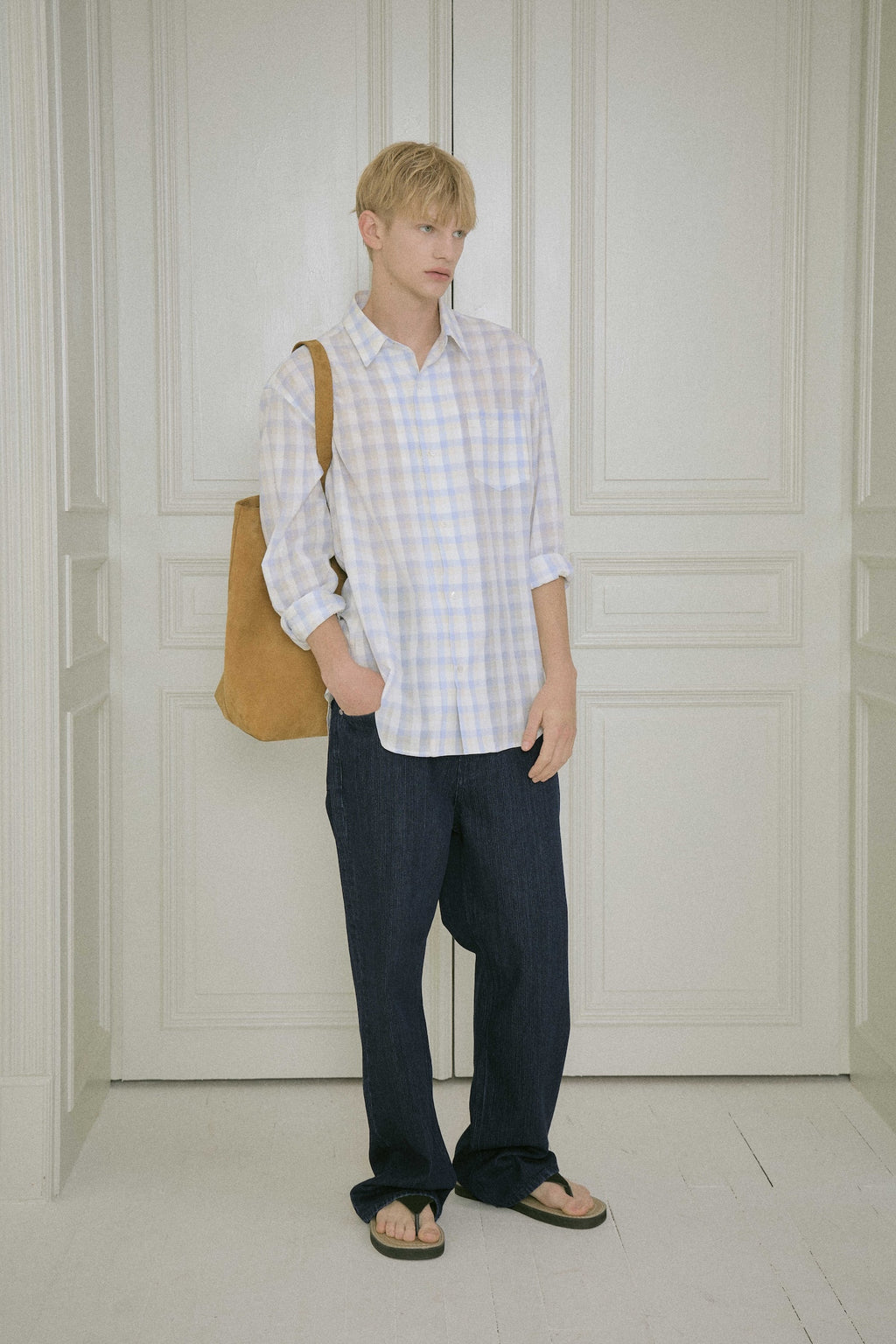 STU - Embroidery Check Shirt Sky (Blue) product image 14 | TRAB K-Fashion Australia