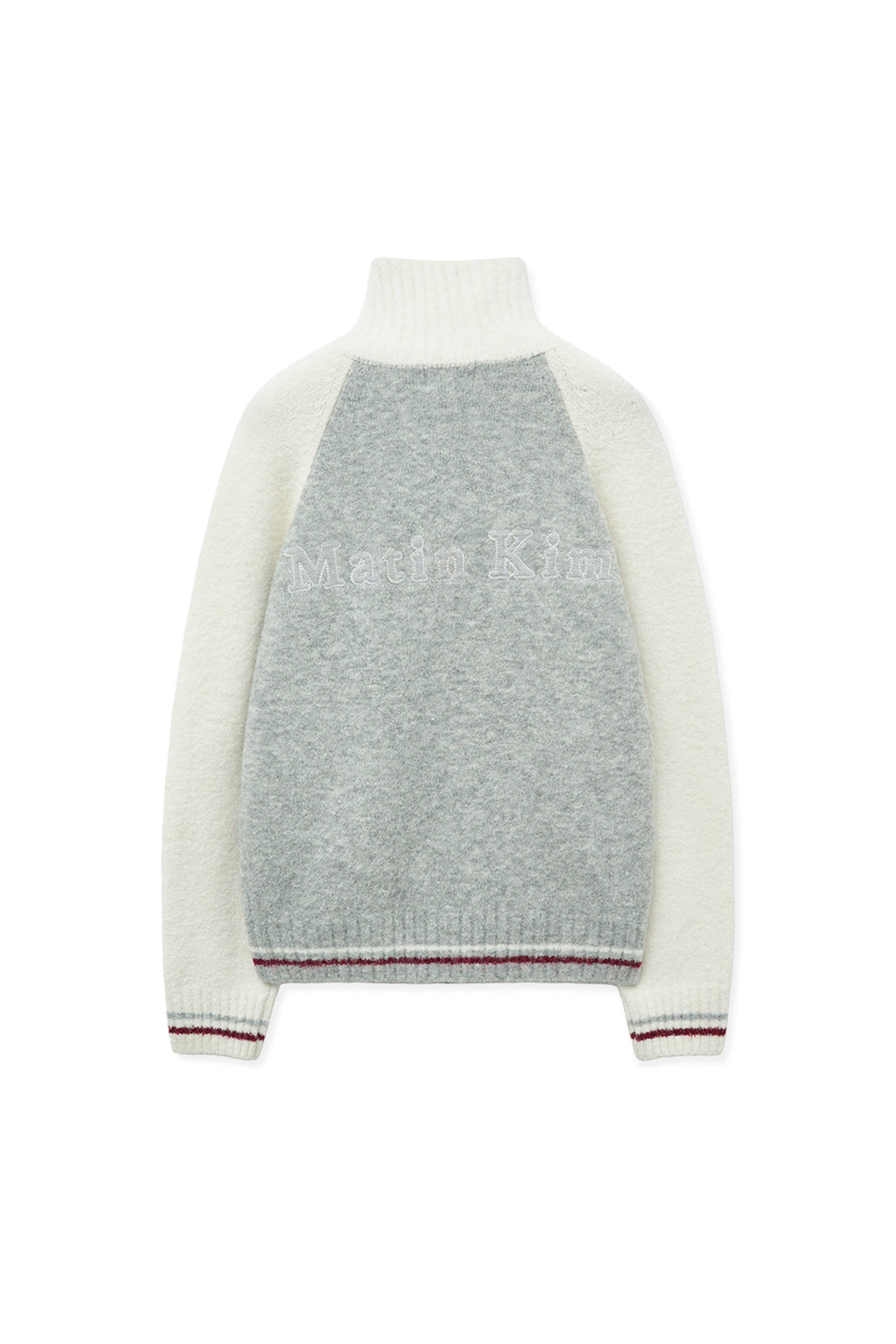 Matin Kim - High Neck Raglan Knit Zip Up (Ivory) product image 2 | TRAB K-Fashion Australia