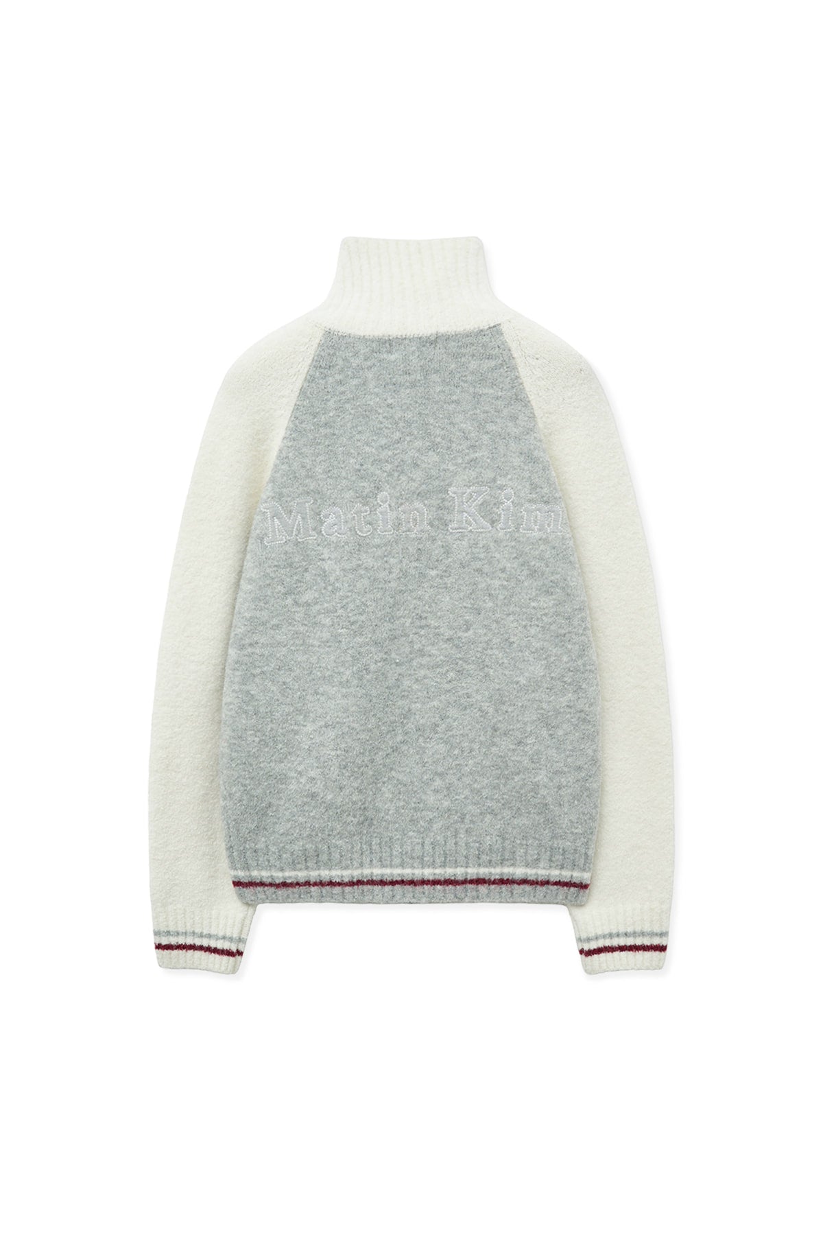 Matin Kim - High Neck Raglan Knit Zip Up (Ivory) product image 2 | TRAB K-Fashion Australia