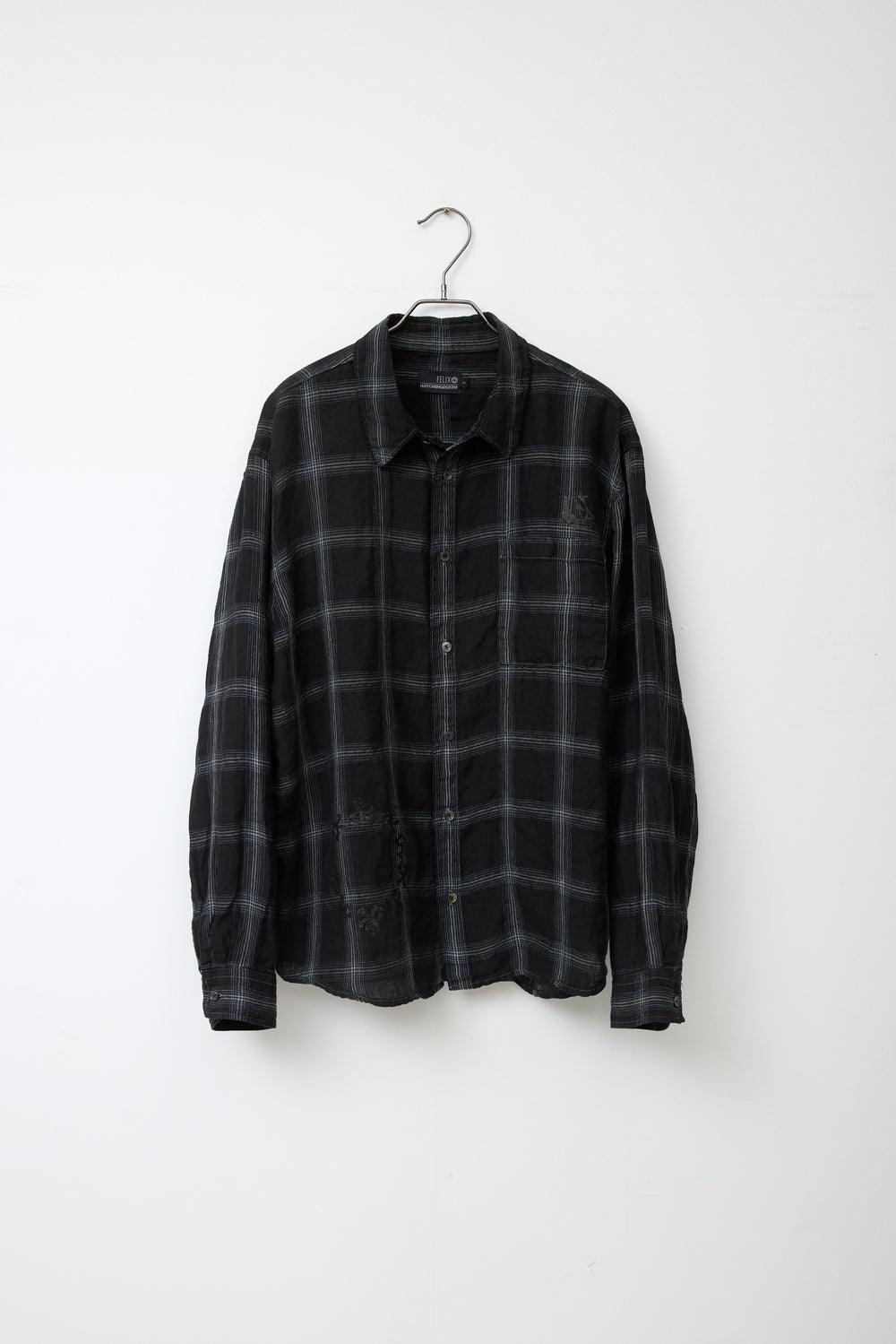 Hatchingroom - Felix Shirt Over Dyed Check Linen (Black) product image 1 | TRAB K-Fashion Australia