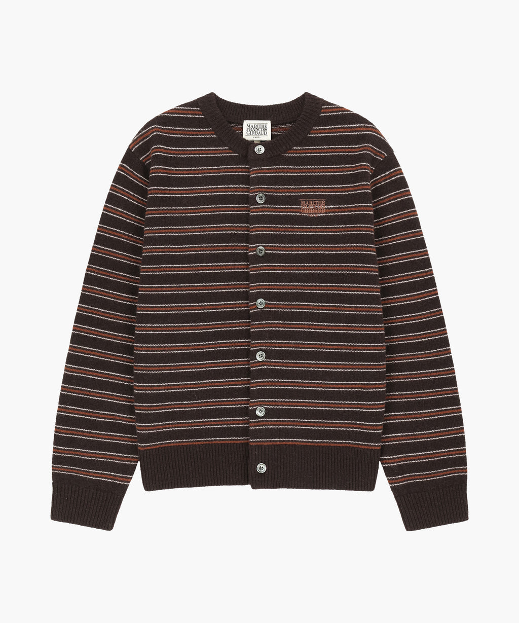 Marithe & Francois Girbaud - Premium Small Classic Logo Wool Round Neck Cardigan (Brown) product image 5 | TRAB K-Fashion Australia