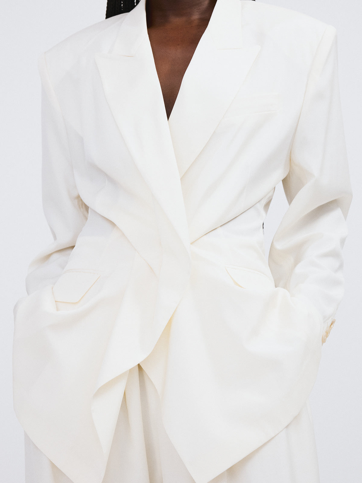 Recto - Drape Detail Suit Jacket (Ivory) product image 4 | TRAB K-Fashion Australia