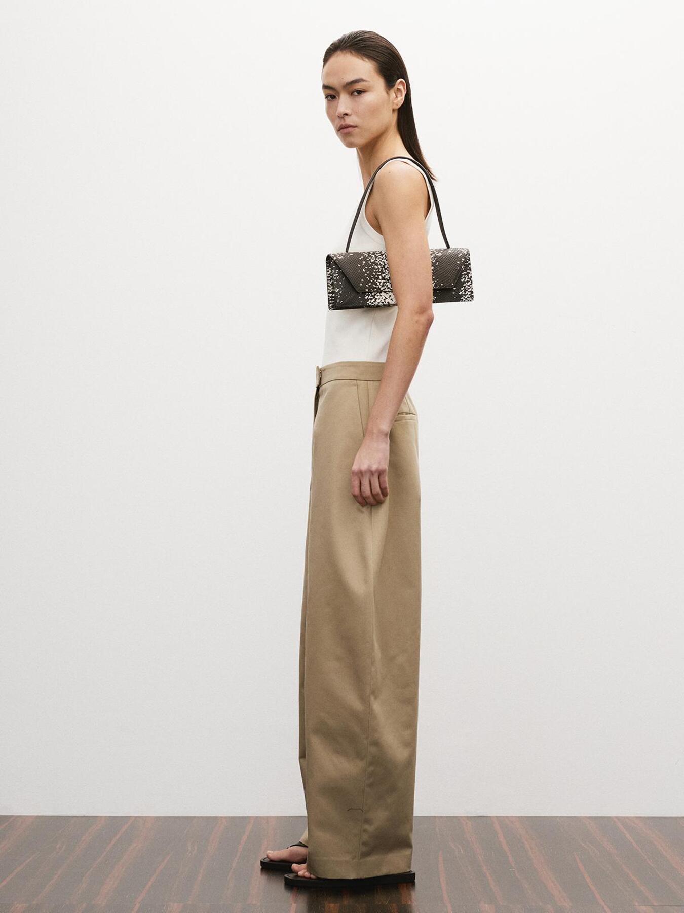 Recto - High-Rise Curved Legs Pants (Khaki Beige) product image 3 | TRAB K-Fashion Australia