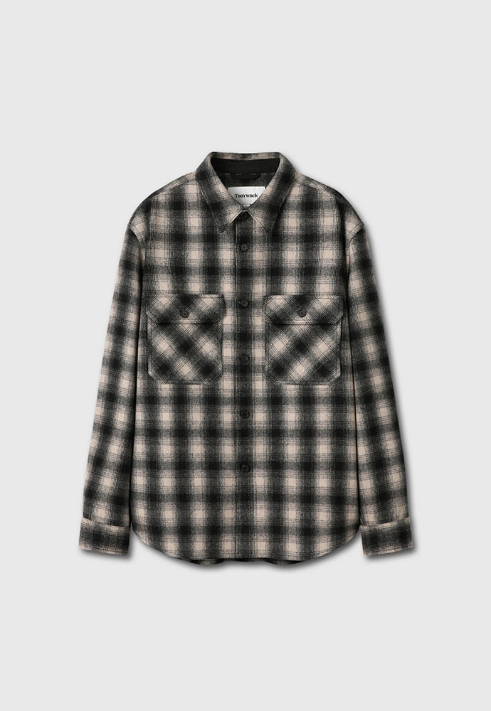 Tonywack - Ombré Wool Check Shirt (Black/Ecru) product image 7 | TRAB K-Fashion Australia